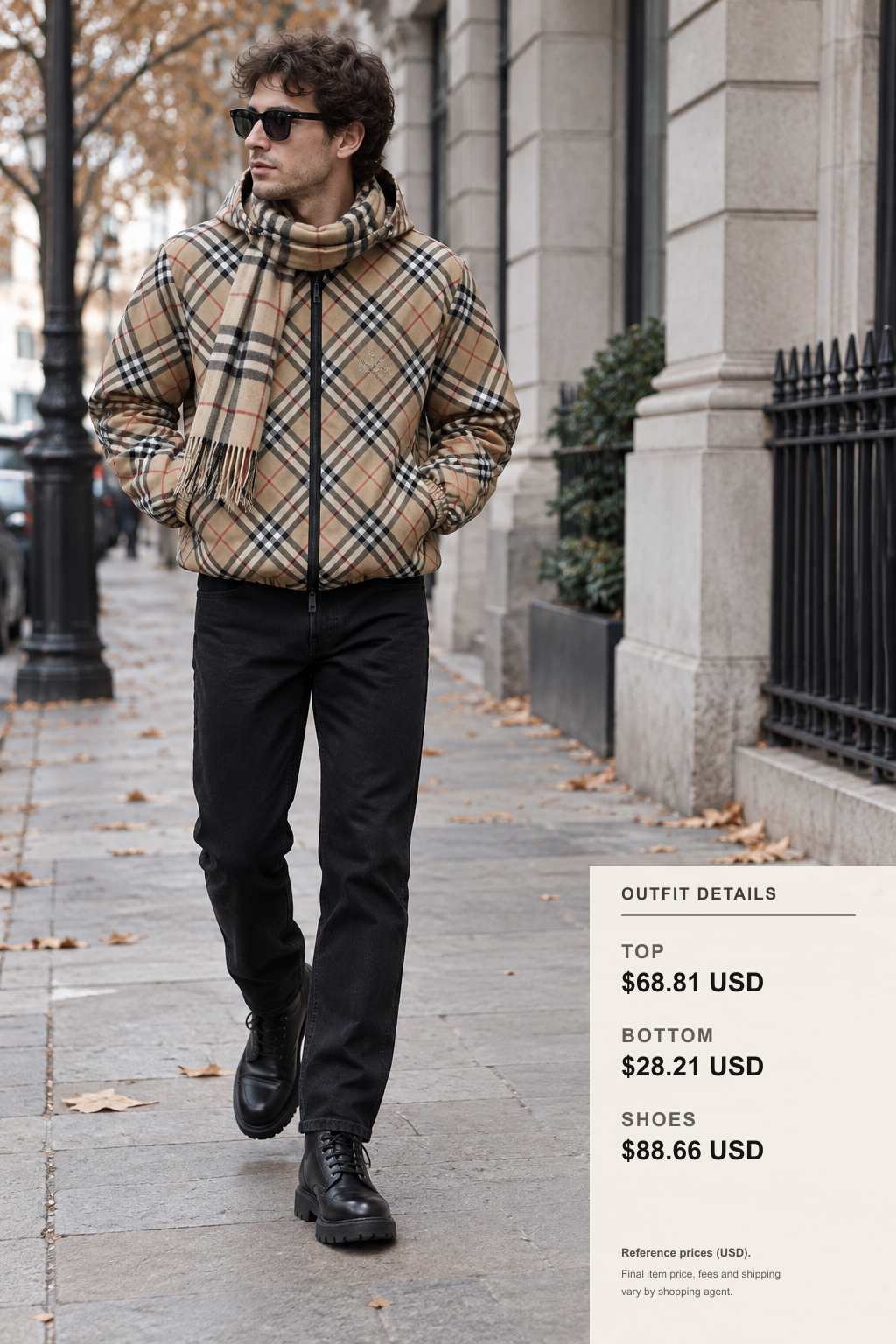 Burberry Scarf Styling with Short Jackets outfit 1 full-body street style for kakobuy