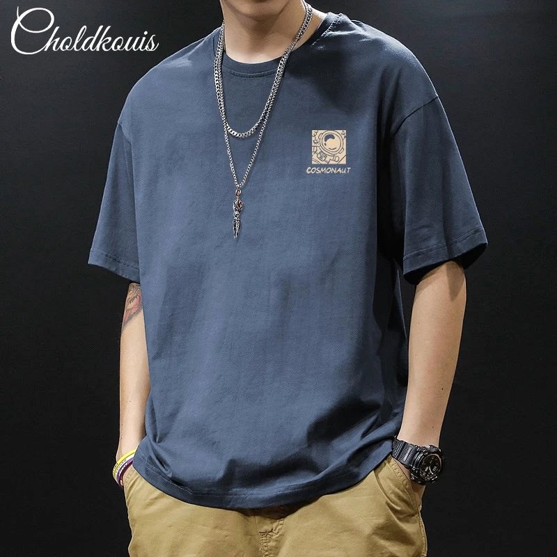 Foreign Trade Blue T-Shirt in Casual Streetwear Style Review: 200g Cotton at $5.97